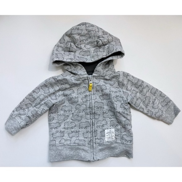Just One You by Carters • Grey Bear Pattern Baby Zip Up Hoodie - Picture 1 of 5